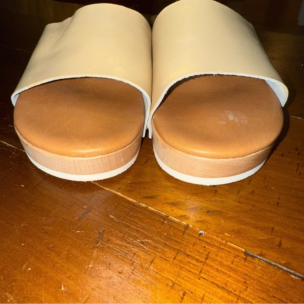 Donna Toscana Tan Slides/Heel leather upper size 7.5 made in Italy - Picture 3 of 12